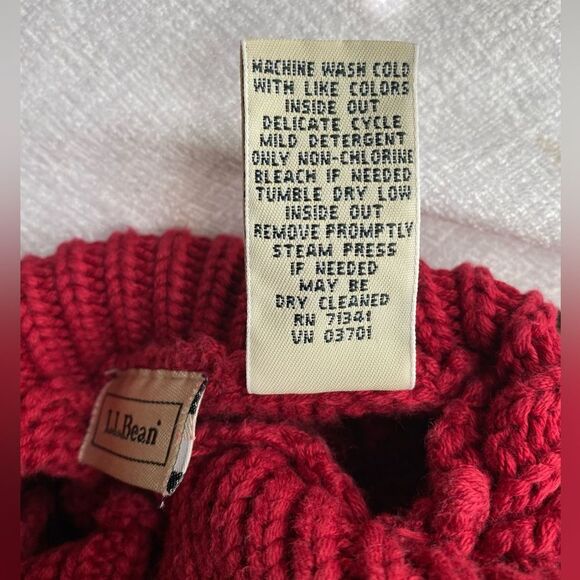 90s Vintage LL Bean Cable Knit Mock Neck Women’s Sweater Size Med 100% Cotton - Picture 4 of 6